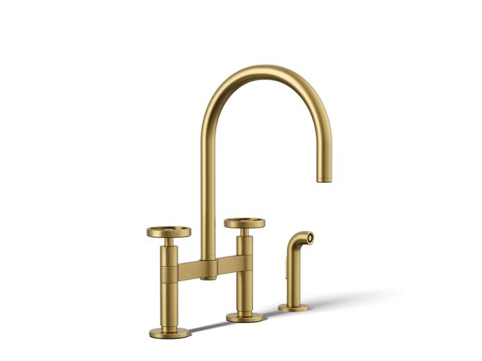 Kohler - Billet Deck Mount Bridge Kitchen Faucet - Circle Handle