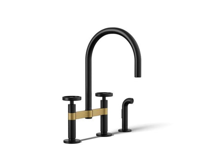 Kohler - Billet Deck Mount Bridge Kitchen Faucet - Circle Handle