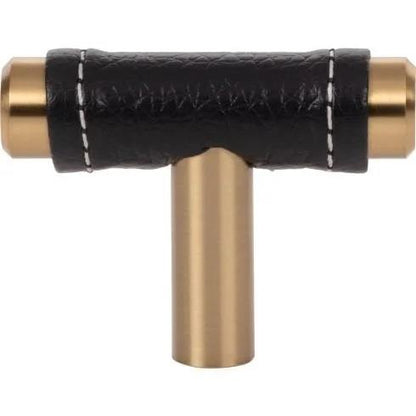 Atlas Homewares - Zanzibar 1 7/8 Inch Length Geometric Black Leather Knob