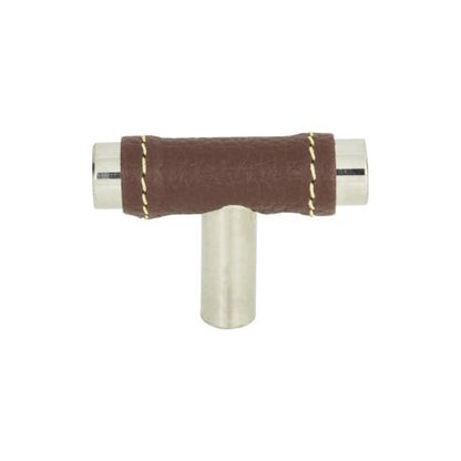 Atlas Homewares - Zanzibar 1 7/8 Inch Length Geometric Brown Leather Knob