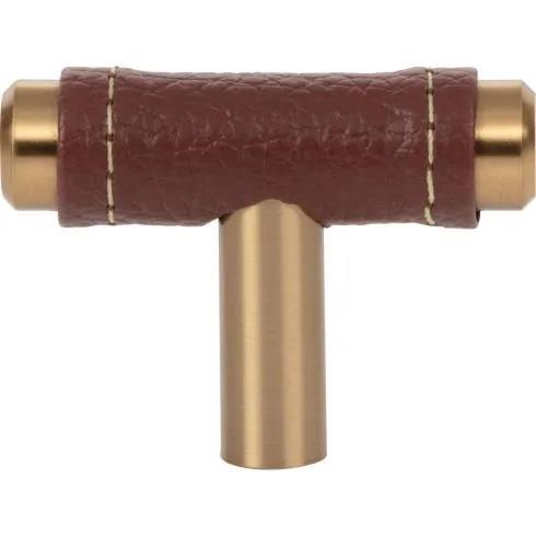 Atlas Homewares - Zanzibar 1 7/8 Inch Length Geometric Brown Leather Knob