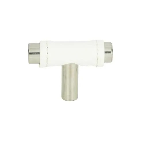 Atlas Homewares - Zanzibar 1 7/8 Inch Length Geometric White Leather Knob
