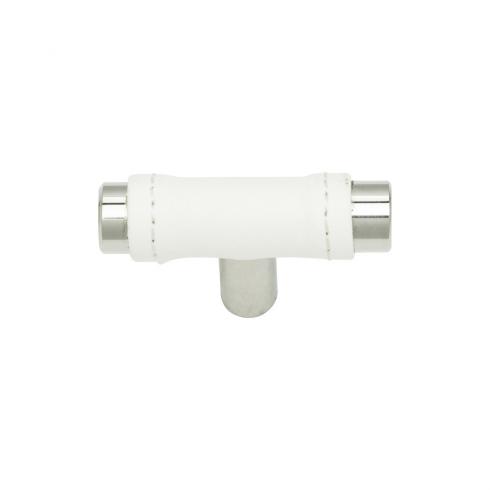 Atlas Homewares - Zanzibar 1 7/8 Inch Length Geometric White Leather Knob