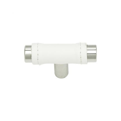 Atlas Homewares - Zanzibar 1 7/8 Inch Length Geometric White Leather Knob