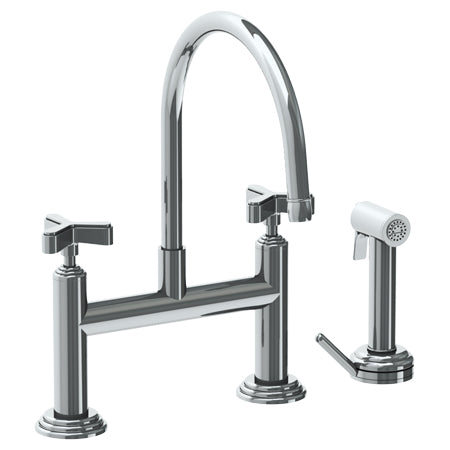 Watermark - Transitional Deck Mounted Bridge Kitchen Faucet With Independent Side Spray