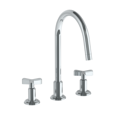 Watermark - Transitional Deck Mounted 3 Hole Gooseneck Kitchen Set