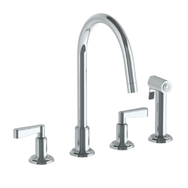 Watermark - Transitional Deck Mounted 4 Hole Gooseneck Kitchen Set -  Includes Side Spray