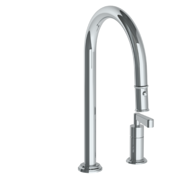 Watermark - Transitional Deck Mounted 2 Hole Gooseneck Kitchen Faucet with Pull Down Spray