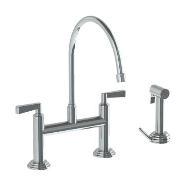 Watermark - Transitional Deck Mounted Bridge Kitchen Faucet with Extended Spout and with Independent Side Spray
