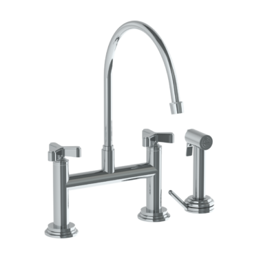Watermark - Transitional Deck Mounted Bridge Kitchen Faucet with Extended Spout and Independent Side Spray