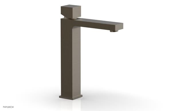 Phylrich - Stria Single Hole Lavatory Faucet, Tall - Cube Handle