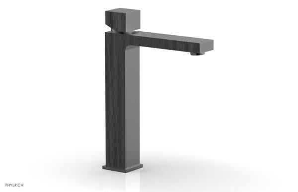 Phylrich - Stria Single Hole Lavatory Faucet, Tall - Cube Handle
