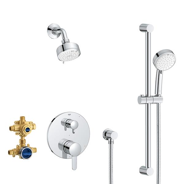 Grohe - Cosmopolitan 2-Handle Pressure Balance Rainshower Bundle