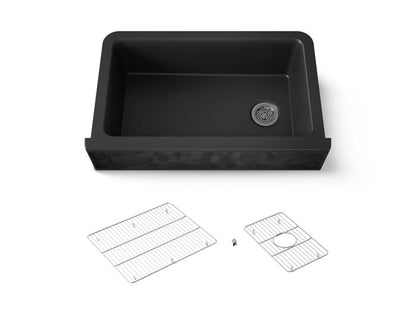 Kohler - Cairn 34 Inch Undermount Single-Bowl Farmhouse Kitchen Sink With Faceted Design