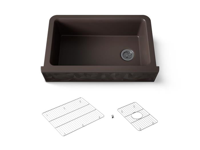 Kohler - Cairn 34 Inch Undermount Single-Bowl Farmhouse Kitchen Sink With Faceted Design
