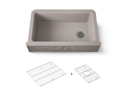 Kohler - Cairn 34 Inch Undermount Single-Bowl Farmhouse Kitchen Sink With Faceted Design