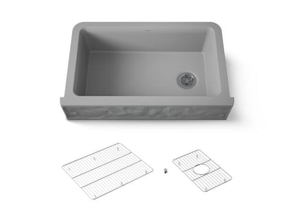 Kohler - Cairn 34 Inch Undermount Single-Bowl Farmhouse Kitchen Sink With Faceted Design