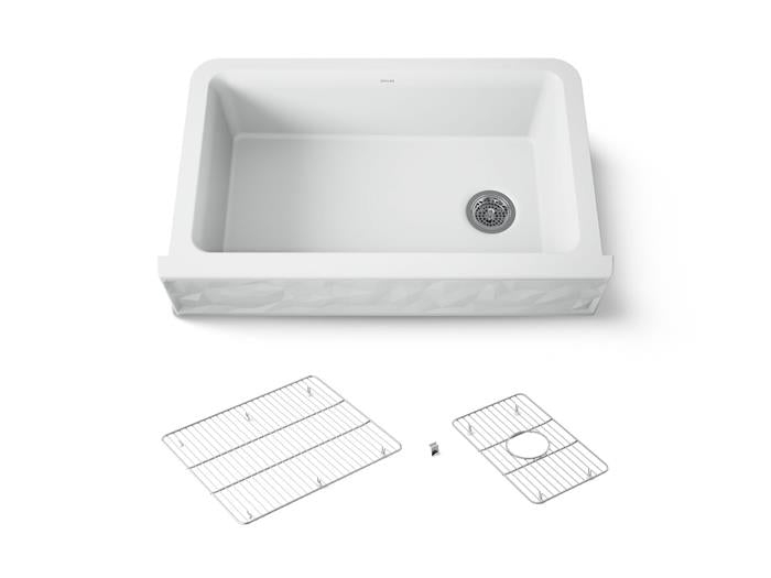 Kohler - Cairn 34 Inch Undermount Single-Bowl Farmhouse Kitchen Sink With Faceted Design