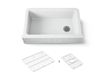 Kohler - Cairn 34 Inch Undermount Single-Bowl Farmhouse Kitchen Sink With Faceted Design