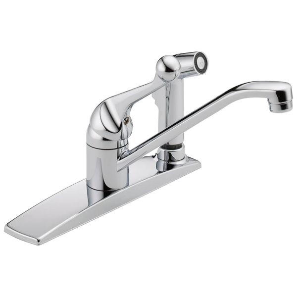 Delta - 134 / 100 / 300 / 400 Series Single Handle Kitchen Faucet With Integral Spray
