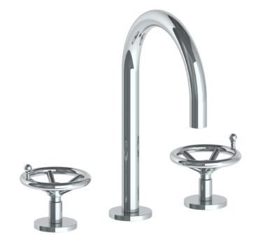 Watermark - Brooklyn Deck Mounted 3 Hole Extended Gooseneck Lavatory Set