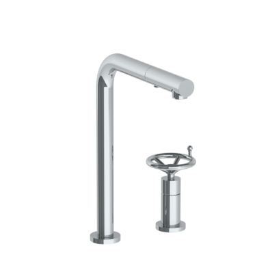 Watermark - Brooklyn Deck Mounted 2 Hole Square Top Kitchen Faucet with Pull Out Spray