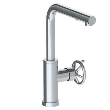 Watermark - Brooklyn Deck Mounted 1 Hole Square Top Kitchen Faucet with Pull Out Spray -Low Spout