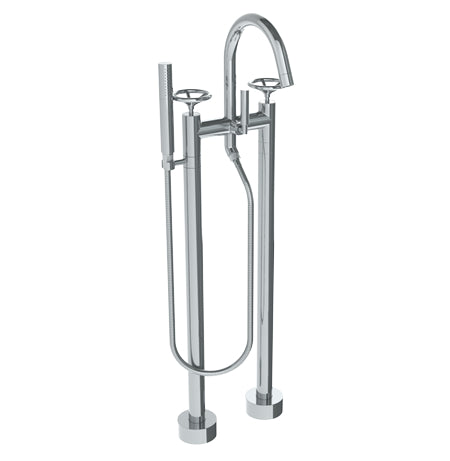Watermark - Brooklyn Floor Standing Gooseneck Bath Set With Slim Hand Shower