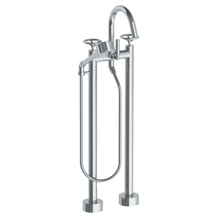 Watermark - Brooklyn Floor Standing Gooseneck Bath Set With Volume Hand Shower