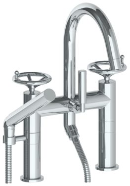 Watermark - Brooklyn Deck Mounted Exposed Gooseneck Bath Set with Hand Shower