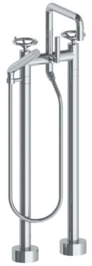 Watermark - Brooklyn Floor Standing Square Bath Set with Slim Hand Shower