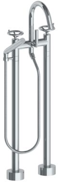 Watermark - Brooklyn Floor Standing Gooseneck Bath Set with Slim Hand Shower