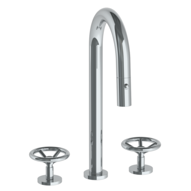 Watermark - Brooklyn Deck Mounted 3 Hole Gooseneck Prep Faucet with Pull Down Spray