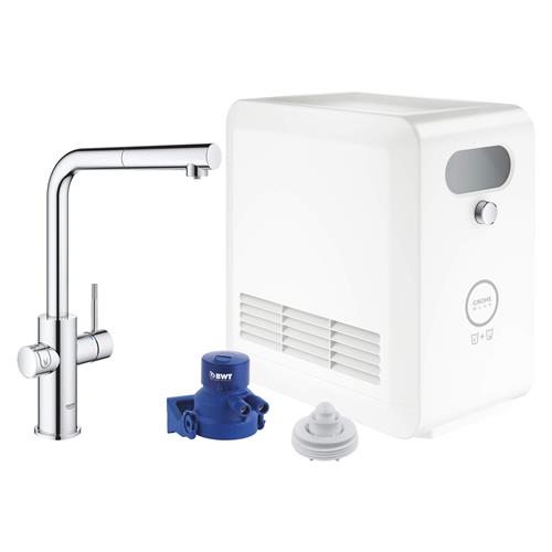 Grohe - Single-Handle Pull-Out Kitchen Faucet Single Spray 1.75 GPM With Chilled & Sparkling Water