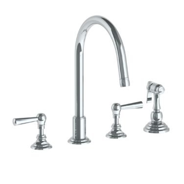 Watermark - Stratford Deck Mounted 4 Hole Gooseneck Kitchen Set -  Includes Side Spray