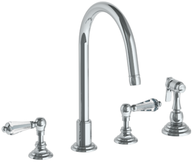 Watermark - Stratford Deck Mounted 4 Hole Gooseneck Kitchen Set -  Includes Side Spray