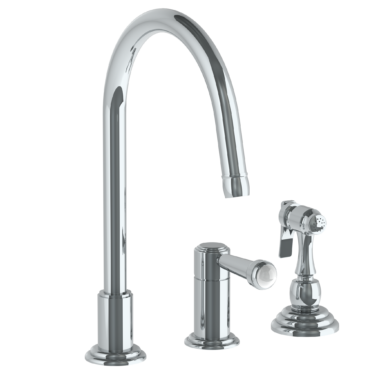 Watermark - Stratford Deck Mounted 3 Hole Gooseneck Kitchen Faucet - Includes Side Spray