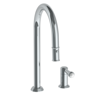 Watermark - Stratford Deck Mounted 2 Hole Gooseneck Kitchen Faucet with Pull Down Spray
