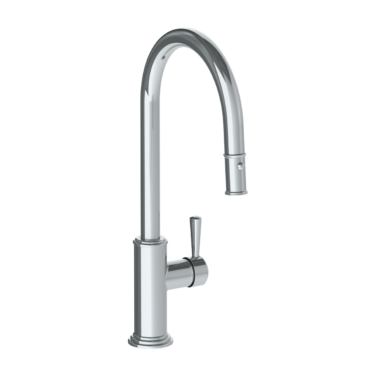 Watermark - Stratford Deck Mounted 1 Hole Gooseneck Kitchen Faucet with Pull Down Spray - High Spout