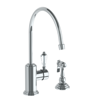 Watermark - Stratford Deck Mounted 2 Hole Extended Gooseneck Kitchen Set - Includes Side Spray