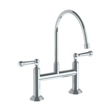 Watermark - Stratford Deck Mounted Bridge Extended Gooseneck Kitchen Faucet