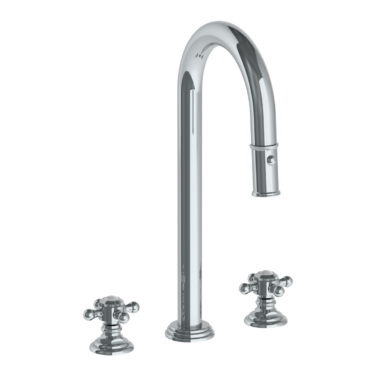 Watermark - Stratford Deck Mounted 3 Hole Gooseneck Top Prep Faucet with Pull Down Spray
