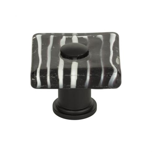 Atlas Homewares - Zebra Glass 1 1/2 Inch Length Square Knob