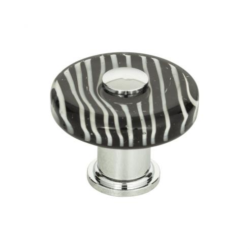 Atlas Homewares - Zebra Glass 1 1/2 Inch Diameter Round Knob