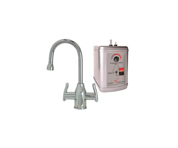 Mountain Plumbing - Hot & Cold Water Faucet with Modern Curved Body & Handles & Little Gourmet® Premium Hot Water Tank