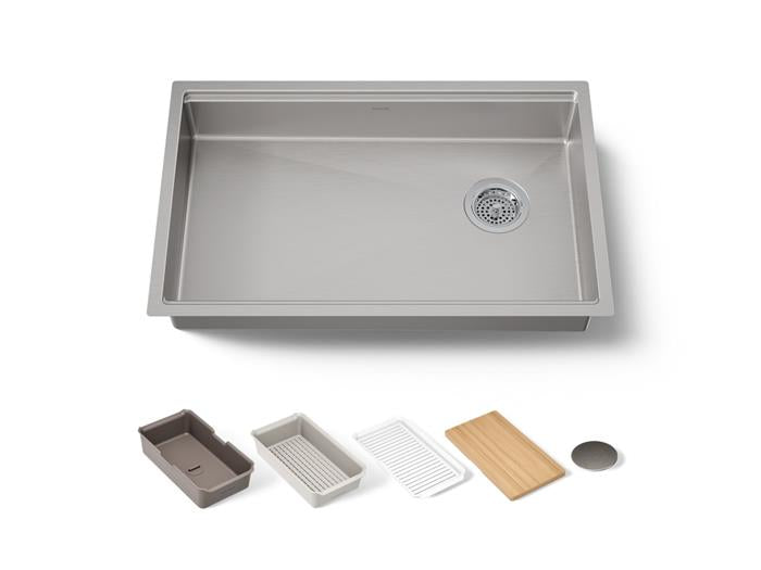 Kohler - Strive 29 Inch Undermount Single-Bowl Workstation Kitchen Sink With Accessories