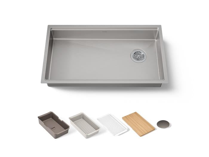 Kohler - Strive 32 Inch Undermount Single-Bowl Workstation Kitchen Sink With Accessories