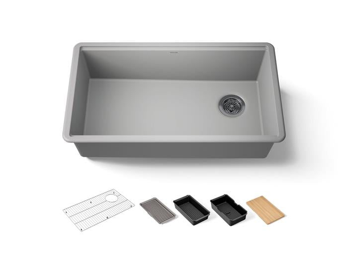 Kohler - Billings 32-1/2 Inch Undermount Single-Bowl Workstation Kitchen Sink