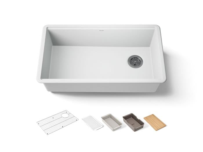 Kohler - Billings 32-1/2 Inch Undermount Single-Bowl Workstation Kitchen Sink