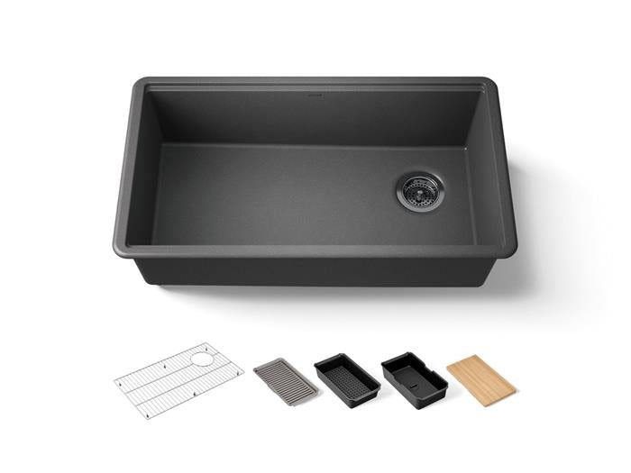 Kohler - Billings 32-1/2 Inch Undermount Single-Bowl Workstation Kitchen Sink